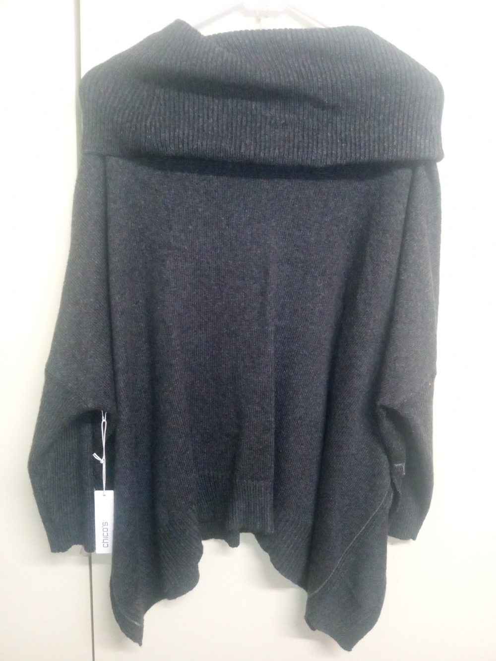 Chico's Charcoal Off-Shoulder Foldover-Neck Sweater